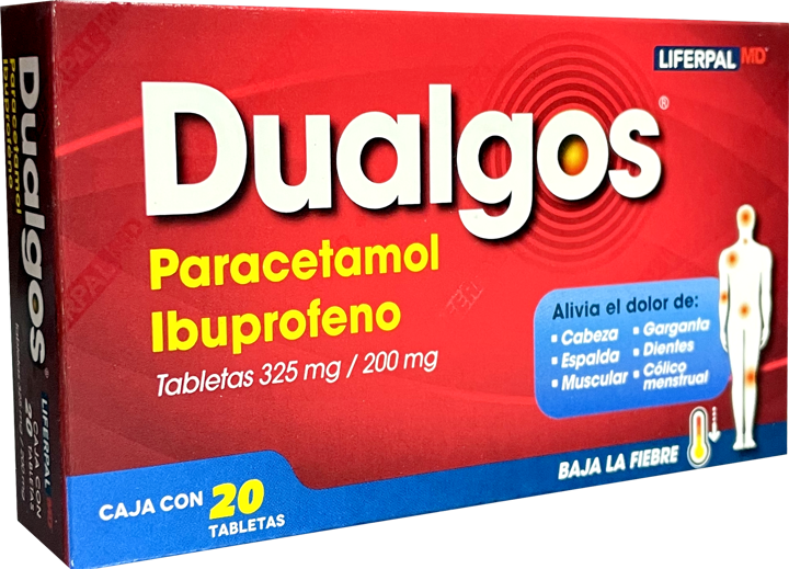 IBUPROFENO/PARACETAMOL DUALGOS C/20 TAB. 200/325 MG.