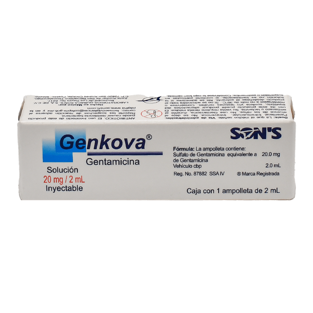 GENTAMICINA GENKOVA SOL. INY. C/1 AMP. 2 ML. 20 MG.