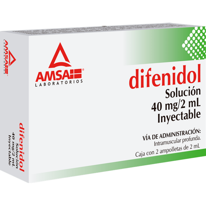 DIFENIDOL (AMSA) SOL. INY. C/2 AMP. 2 ML. 40 MG.