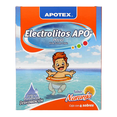 ELECTROLITOS APO POLVO SABOR NARANJA CAJA C/4 SOBS 28.3 G