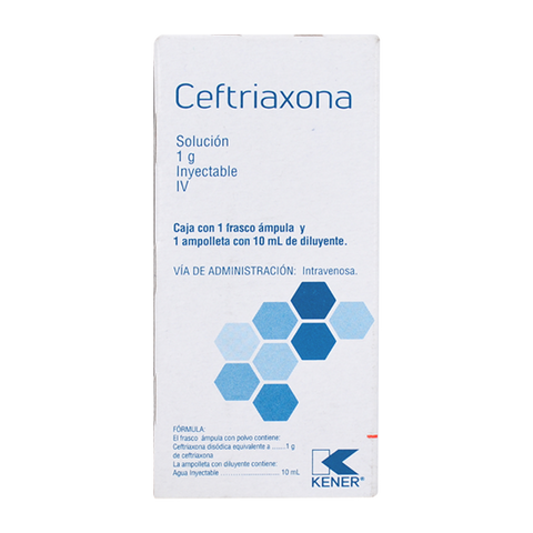 CEFTRIAXONA 1G IV SOLUCION INYECTABLE