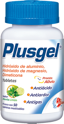 HIDROXIDO DE ALUMINIO/MAGNESIO/DIMETICONA PLUSGEL C/50 TAB MASTICABLES