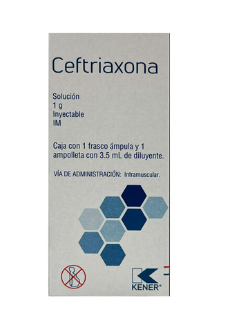 CEFTRIAXONA 1G  IM SOLUCION INYECTABLE