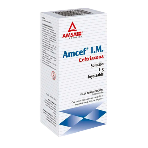 CEFTRIAXONA AMCEF I.M. SOL. INY. C/1 FRASCO. AMP.   1GR