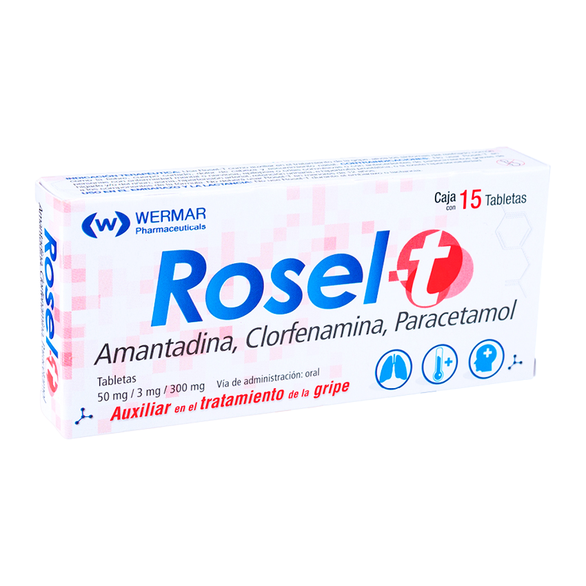 AMANTADINA/CLORFENAMINA/PARACETAMOL ROSEL TAB C/15 TAB. 50/3/300 MG.