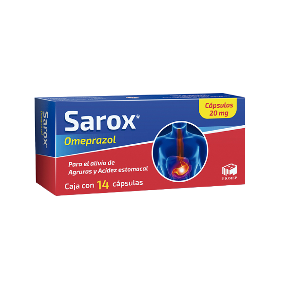 OMEPRAZOL SAROX CAPSULAS DE 20 MG. CAJA CON 28