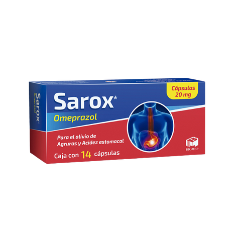 OMEPRAZOL SAROX CAPSULAS DE 20 MG. CAJA CON 28