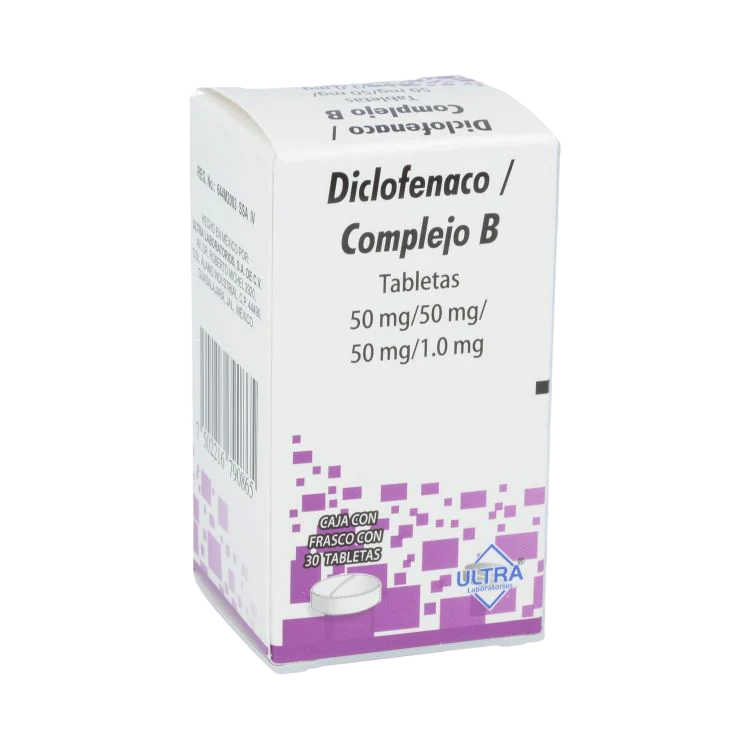 DICLOFENACO/TIAMINA/PIRIDOXINA/CIANOCO (ULTRA) C/30 TAB. 50/50/50/1 MG.