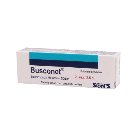 BUTILHIOSCINA/METAMIZOL BUSCONET SOL. INY. C/1 AMP. 5 ML. 20 MG/2.5 G.