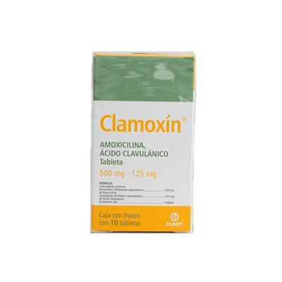 AMOXICILINA/ACIDO CLAVULANICO CLAMOXIN C/10 TAB. 500/125 MG.