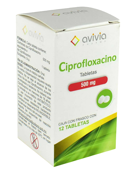 CIPROFLOXACINO (AVIVIA) C/12 TAB. 500 MG.