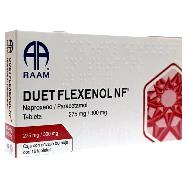 NAPROXENO SÓDICO PARACETAMOL DUET FLEXENOL NF C/16 TABS. 275/300 MG.