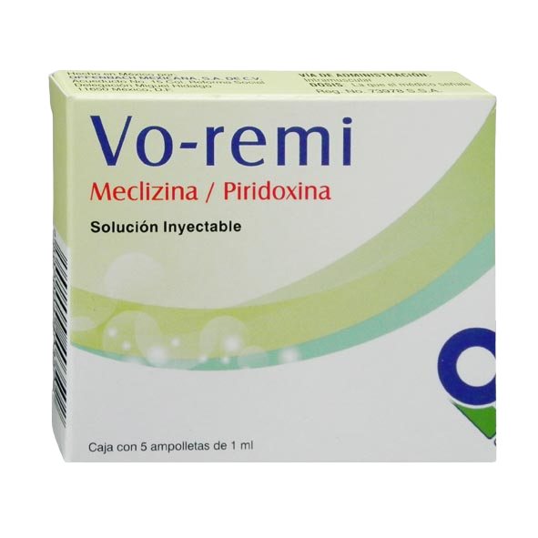 MECLIZINA/PIRIDOXINA VO REMI SOL. INY. C/5 AMP. 25/50 MG. – FarMás