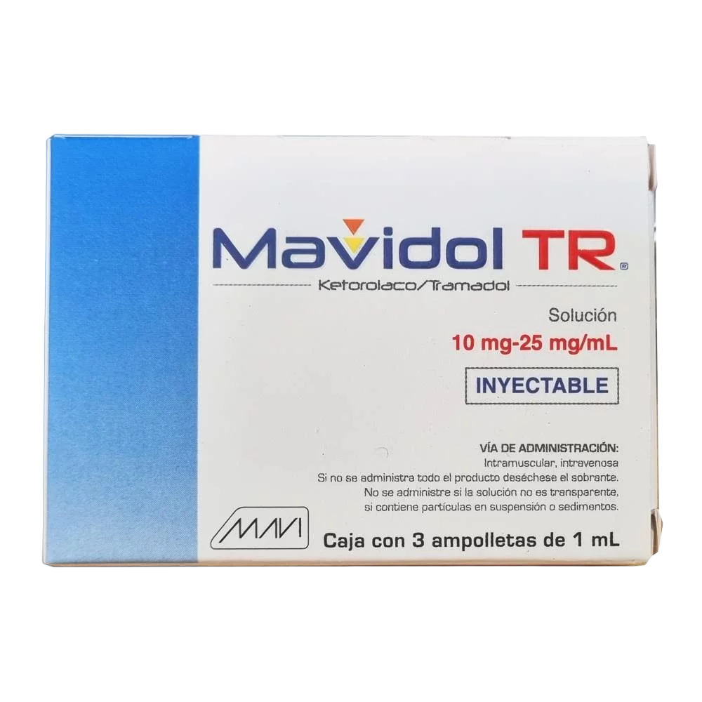 KETOROLACO/TRAMADOL MAVIDOL TR SOL. INY. C/3 AMP. 1 ML. 10/25 MG.