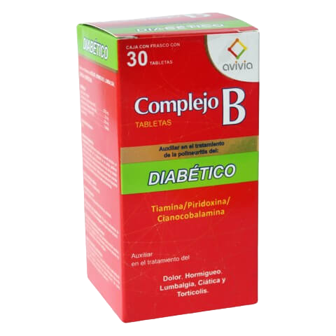 COMPLEJO B DIABETICO 100MG/ 5.0MG/ 0.05MG FRASCO CON 30 TAB