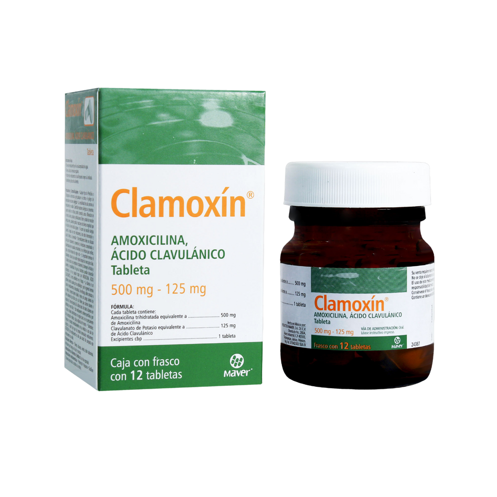 AMOXICILINA/ACIDO CLAVULANICO CLAMOXIN C/12 TAB. 500/125 MG.