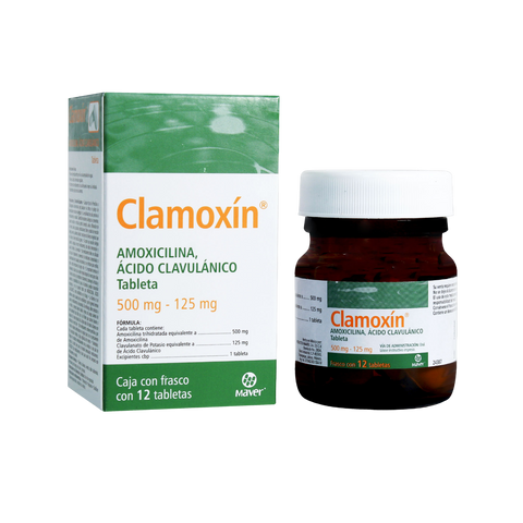 AMOXICILINA/ACIDO CLAVULANICO CLAMOXIN C/12 TAB. 500/125 MG.