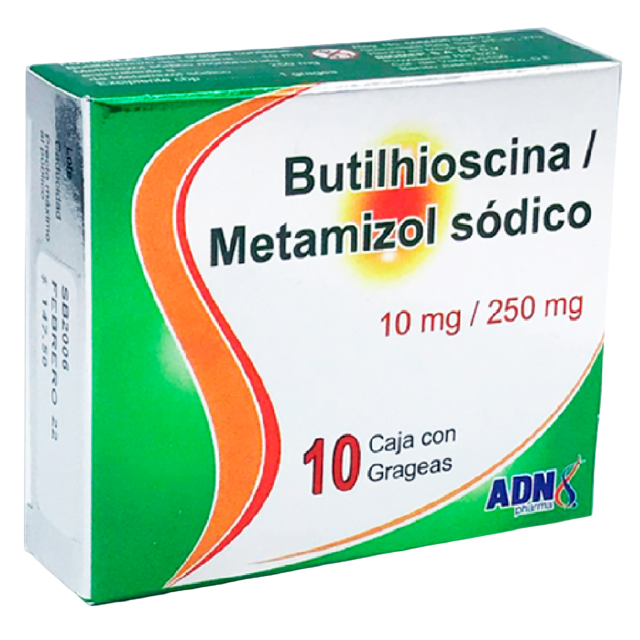 BUTILHIOSCINA/METAMIZOL SÓDICO (ADN PHARMA) C/10 GRAG. 10/250 MG.