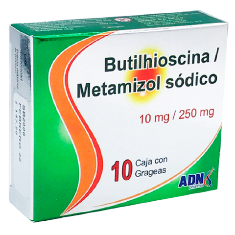 BUTILHIOSCINA/METAMIZOL SÓDICO (ADN PHARMA) C/10 GRAG. 10/250 MG.