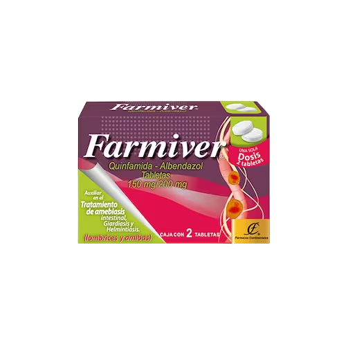 QUINFAMIDA/ALBENDAZOL FARMIVER C/2 TAB. 150/200 MG.