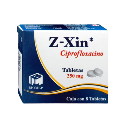 CIPROFLOXACINO Z XIN C/ 8 TAB. 250 MG.