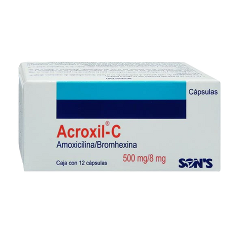 AMOXICILINA/BROMHEXINA ACROXIL C C/12 CAP. 500/8 MG.